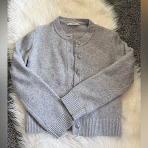 Abercrombie & Fitch Light Gray Button-Front Crewneck Cardigan